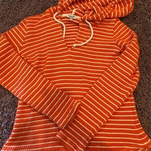 Splendid Orange & White Striped Hoodie